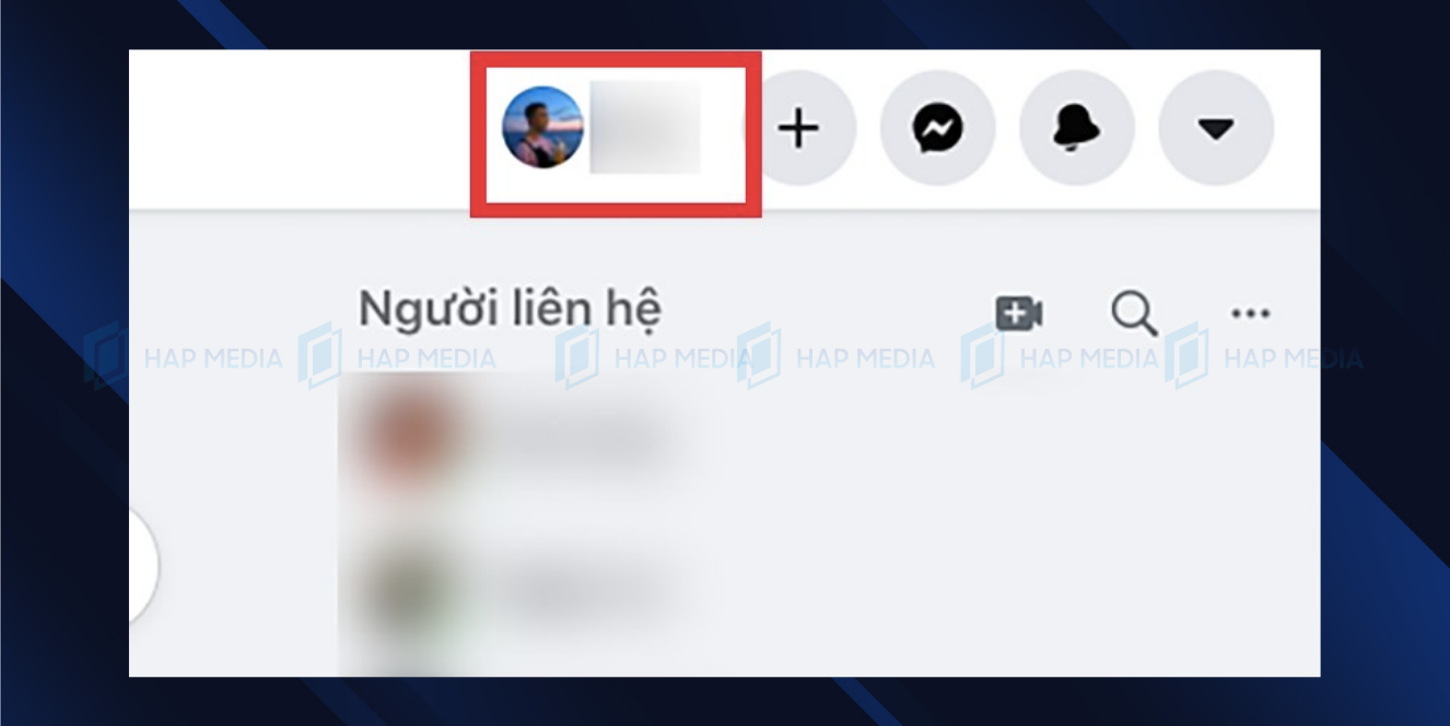 Bước 1: Truy cập vào trang web Facebook trên máy tính và nhấn vào ảnh đại diện của bạn ở góc trên bên phải. cách ẩn ảnh trên facebook 