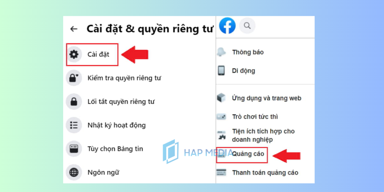 Cách chặn quyền sử dụng dữ liệu để quảng cáo trên Facebook bước 2