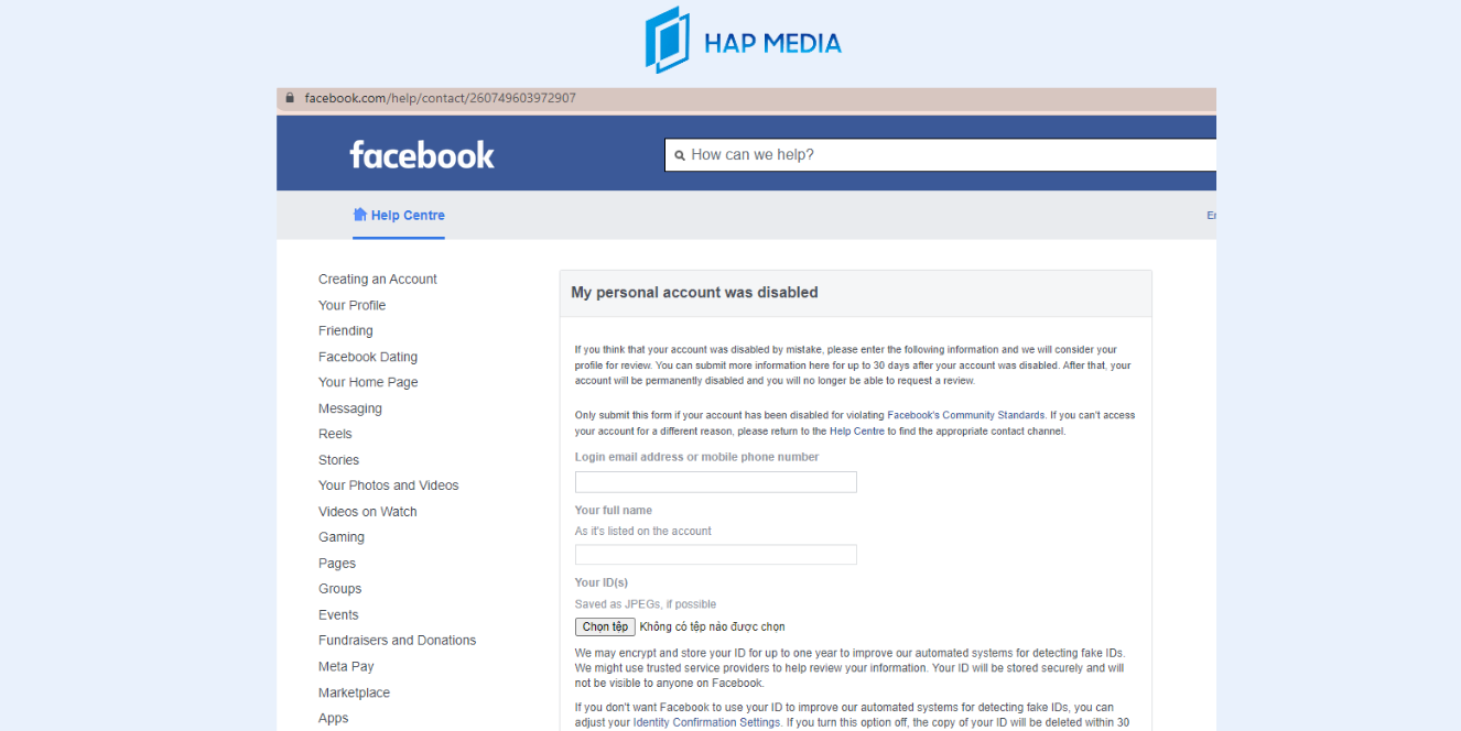 cách lấy lại facebook bị khóa xác nhận danh tính