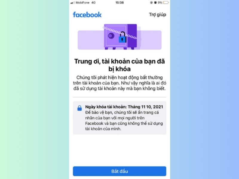tài khoản facebook bị khóa