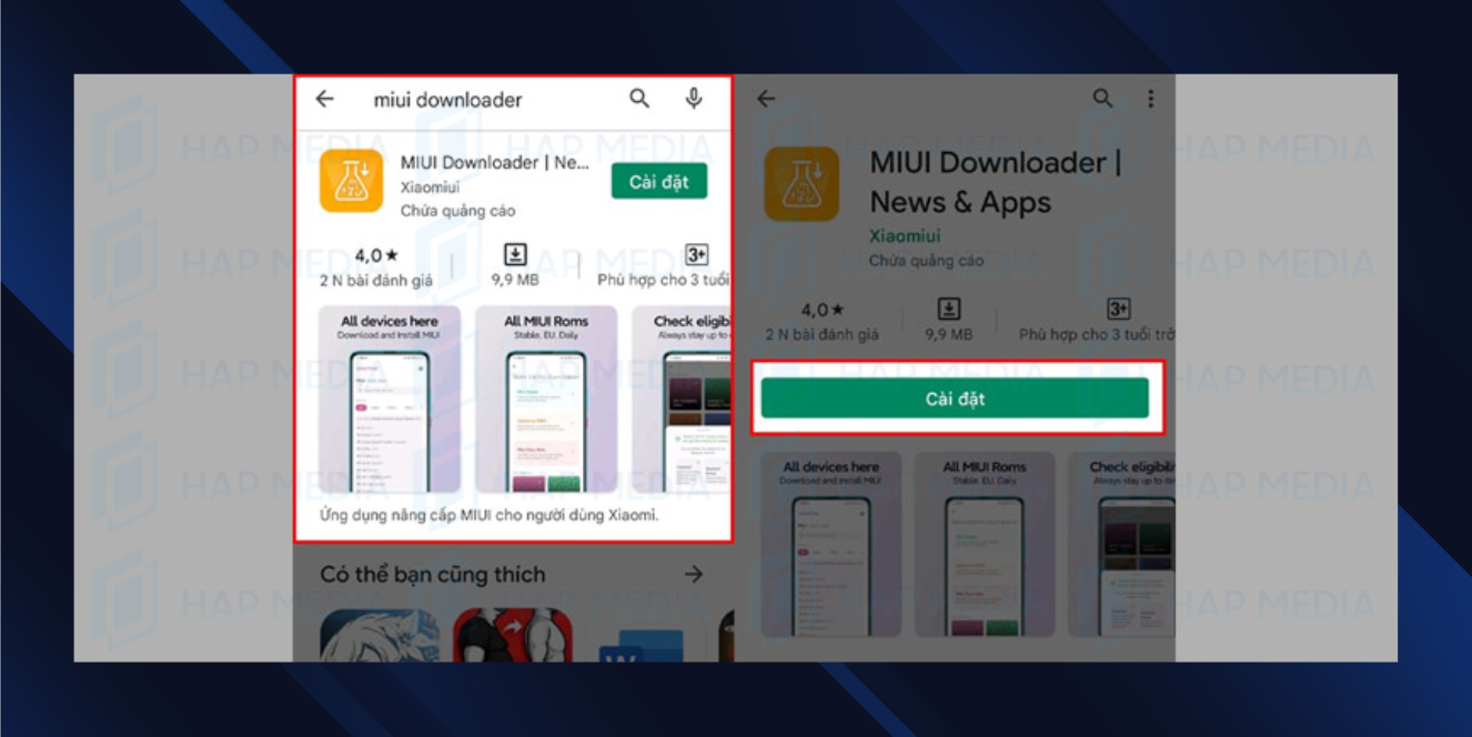 Bước 1: Tải ứng dụng MIUI Download từ CH Play.