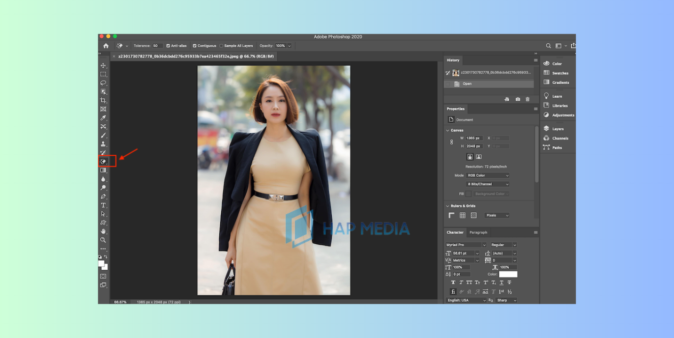 Cách làm avatar trong suốt trên tiktok bằng Adobe Photoshop bước 2