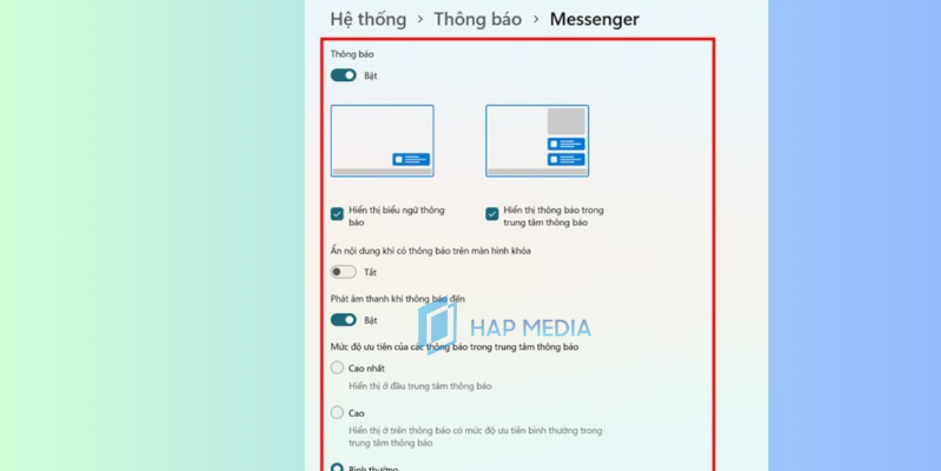 Cách bật thông báo Messenger trên máy tính trong Setting PC bước 3