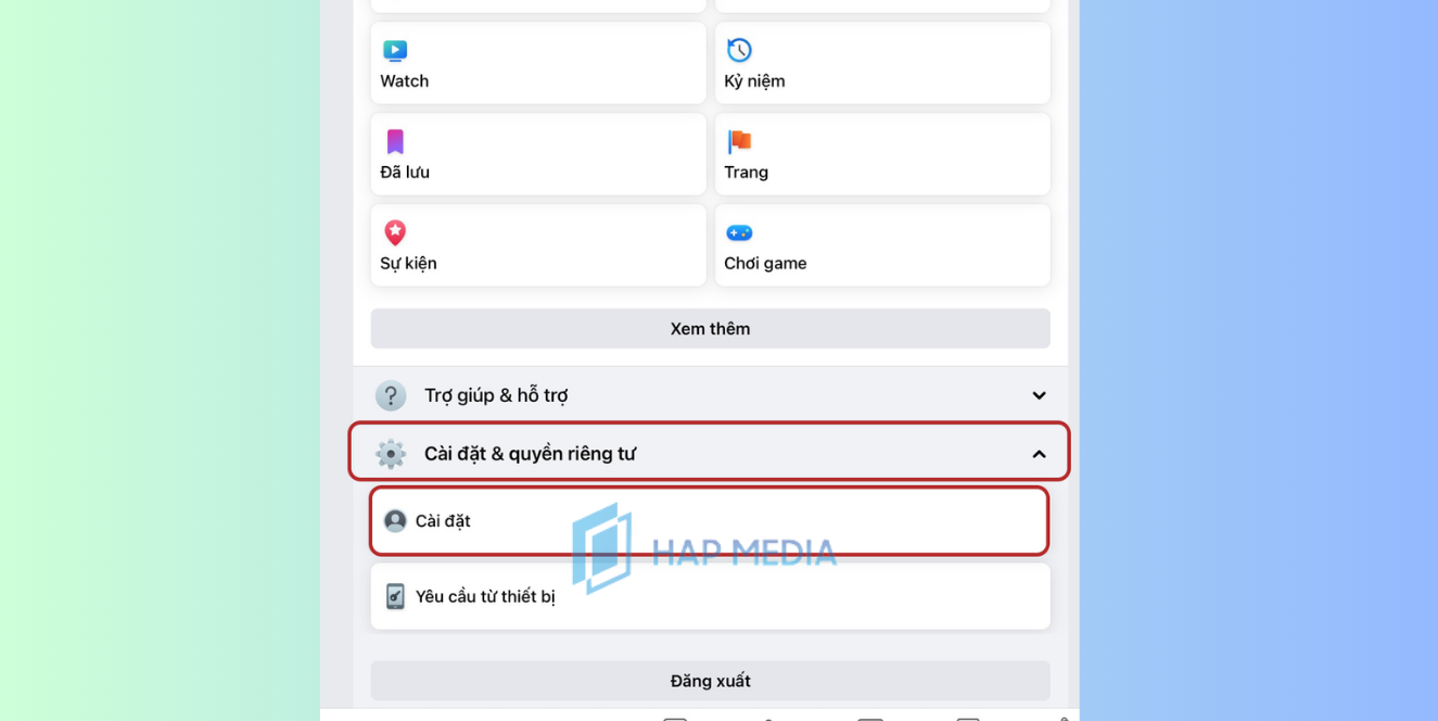Cách đăng xuất Messenger trên iPad bằng Facebook bước 2