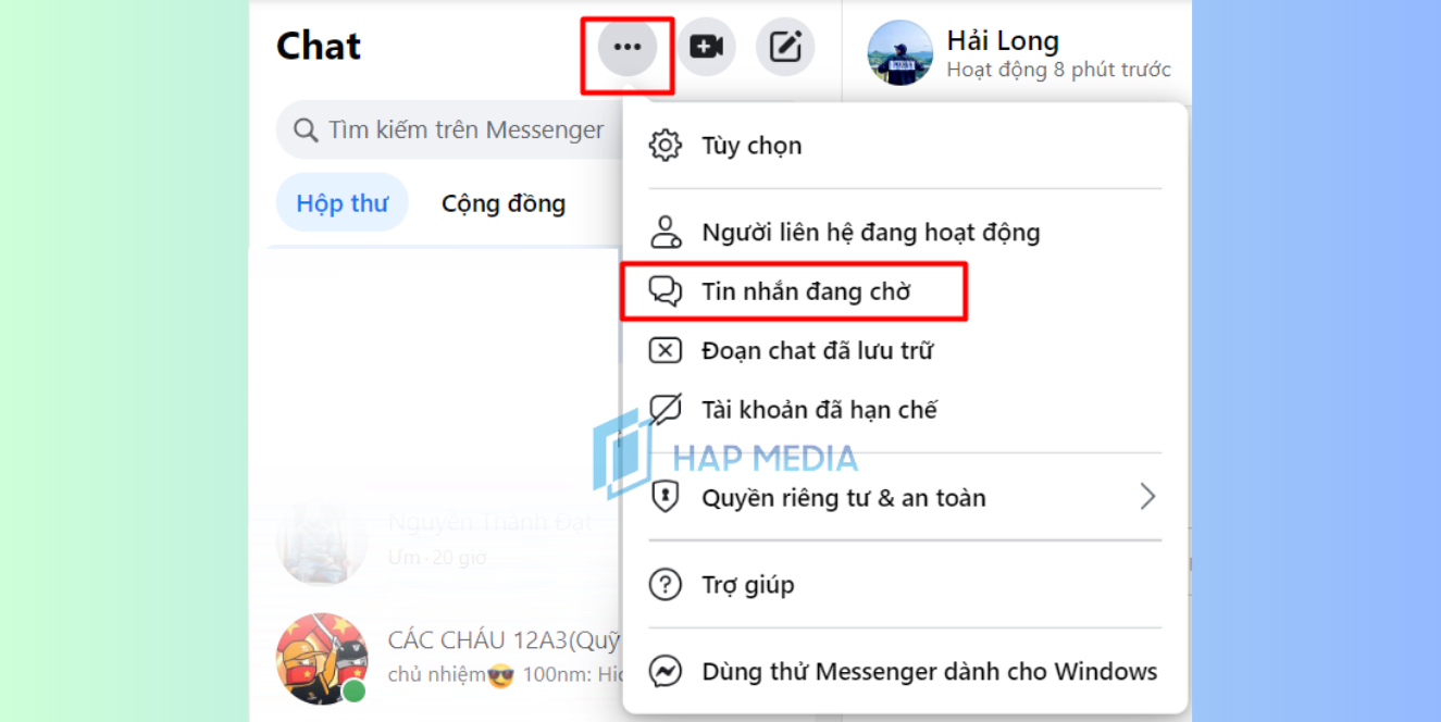 Cách xem tin nhắn chờ trên Messenger web