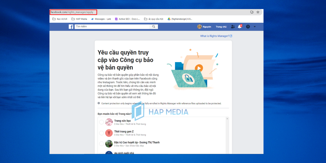 Cách bảo vệ video hình ảnh trên Facebook bằng Rights Manager  bước 1